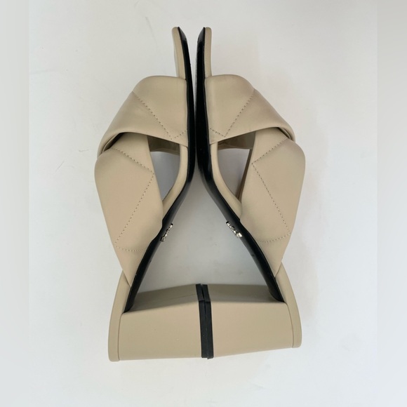 Prada Beige pebbled leather quilted criss cross 65mm block heel mules EU 40 - Picture 7 of 14